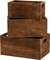 Set of 3 Nesting Wooden Crates, Wood Crate Box with Handle, Rustic Brown Decorative Wood Storage Crates Container, Stackable Cube Basket Bins Organizer for Home, Office, Closet, Shelf